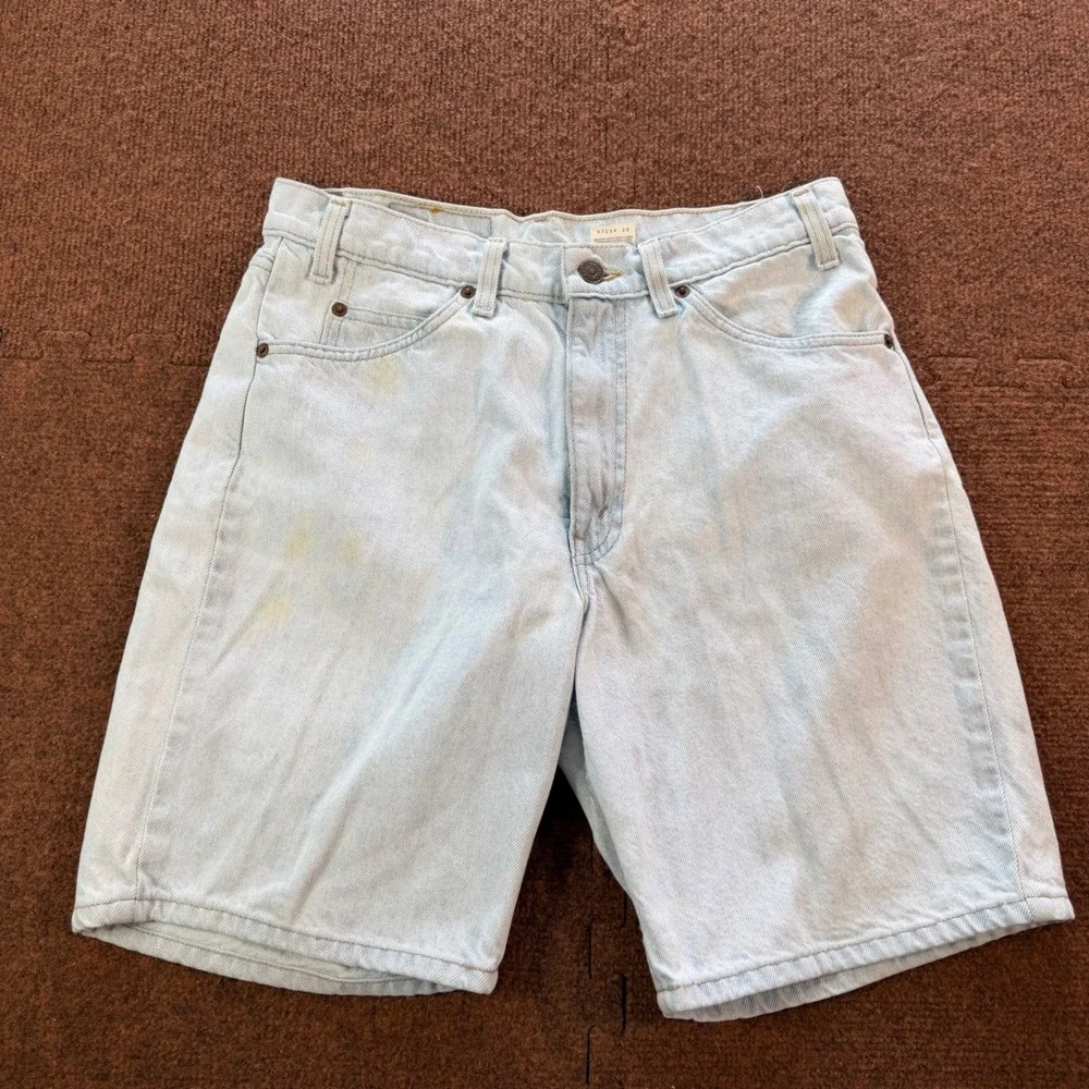 Vintage Levis 550 Relaxed Fit Light Wash Denim Shorts Orange Tab Mens 32 90s